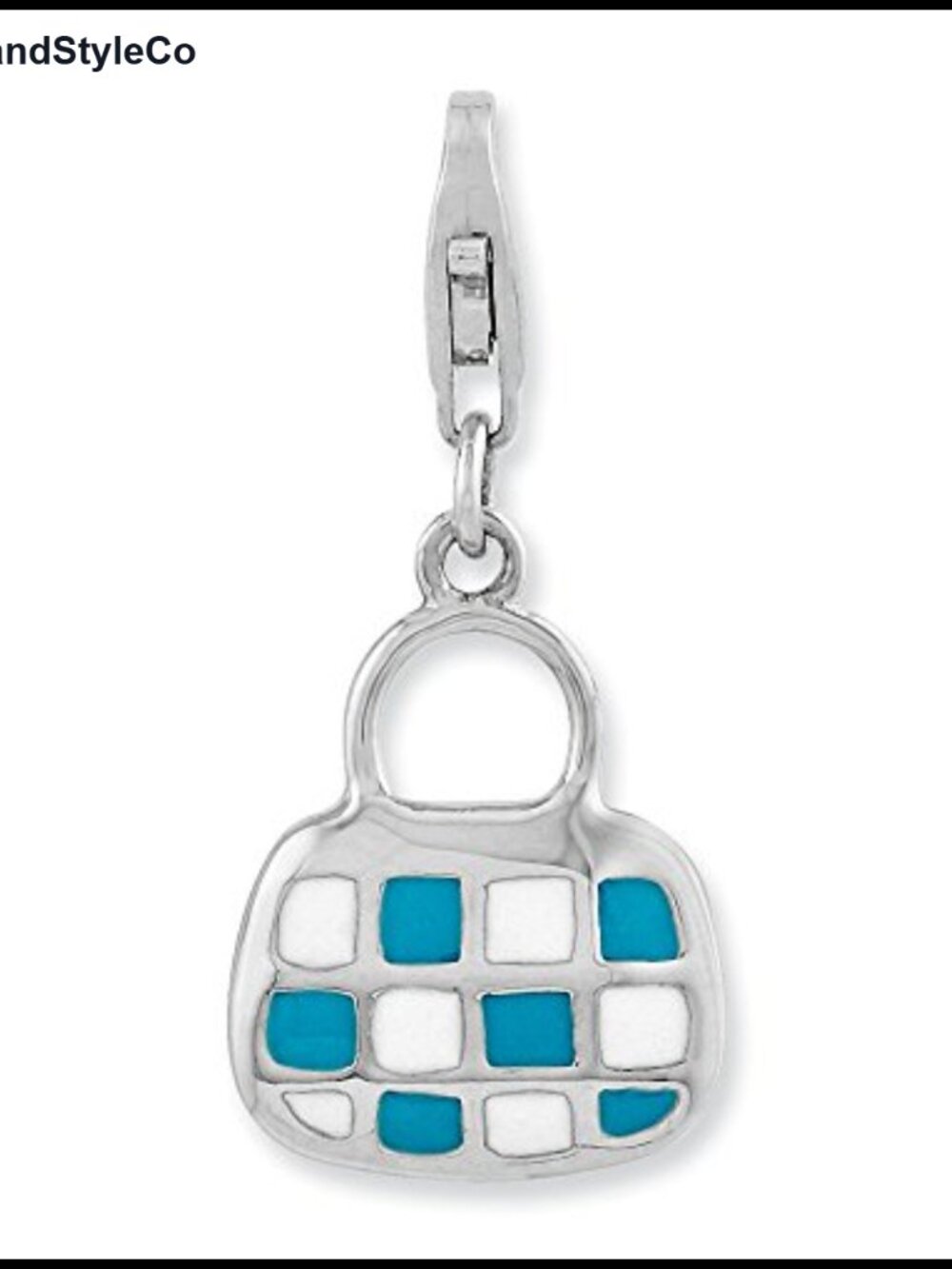 Sterling Silver 3D Purse Charm with Lobster Clasp Bracelet Charm